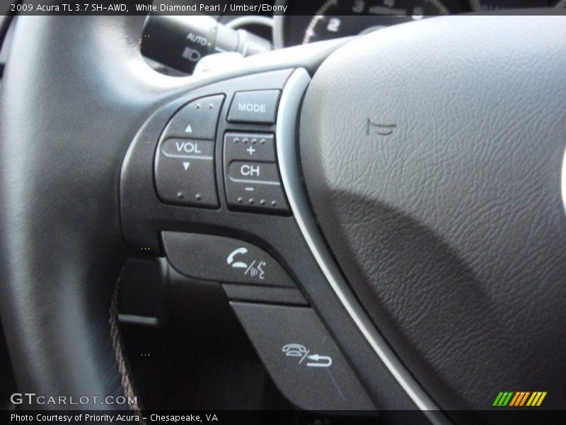 White Diamond Pearl / Umber/Ebony 2009 Acura TL 3.7 SH-AWD
