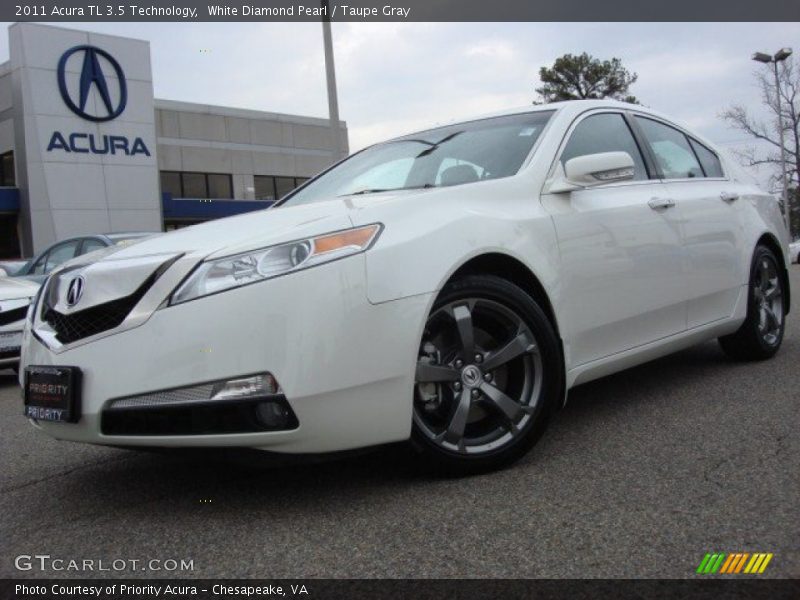 White Diamond Pearl / Taupe Gray 2011 Acura TL 3.5 Technology