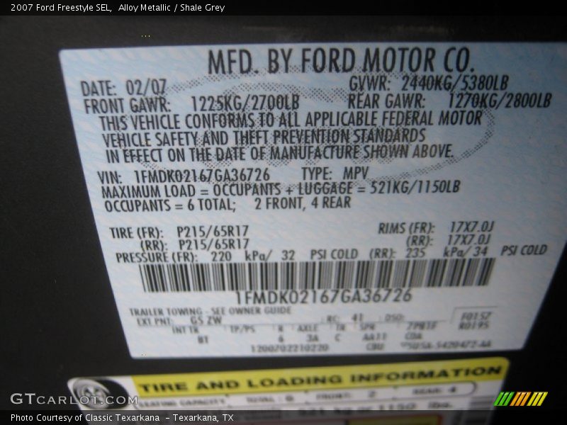 Alloy Metallic / Shale Grey 2007 Ford Freestyle SEL