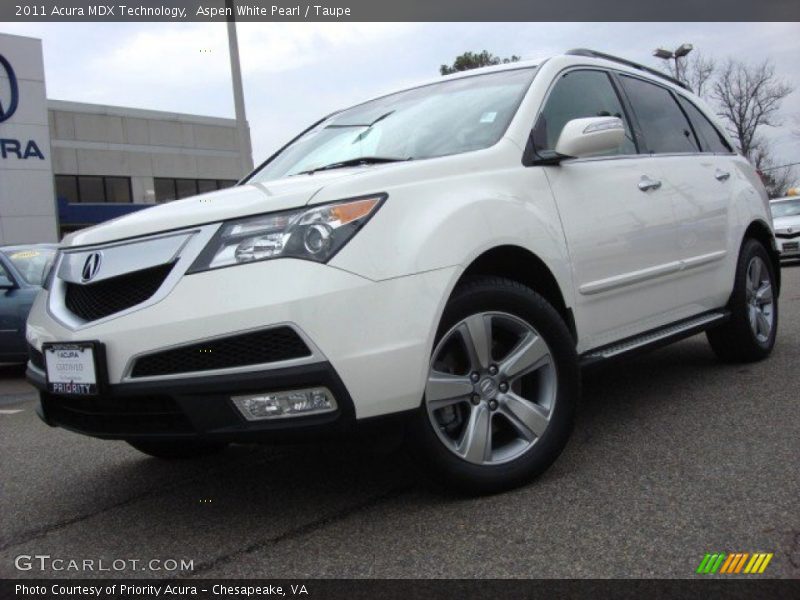Aspen White Pearl / Taupe 2011 Acura MDX Technology