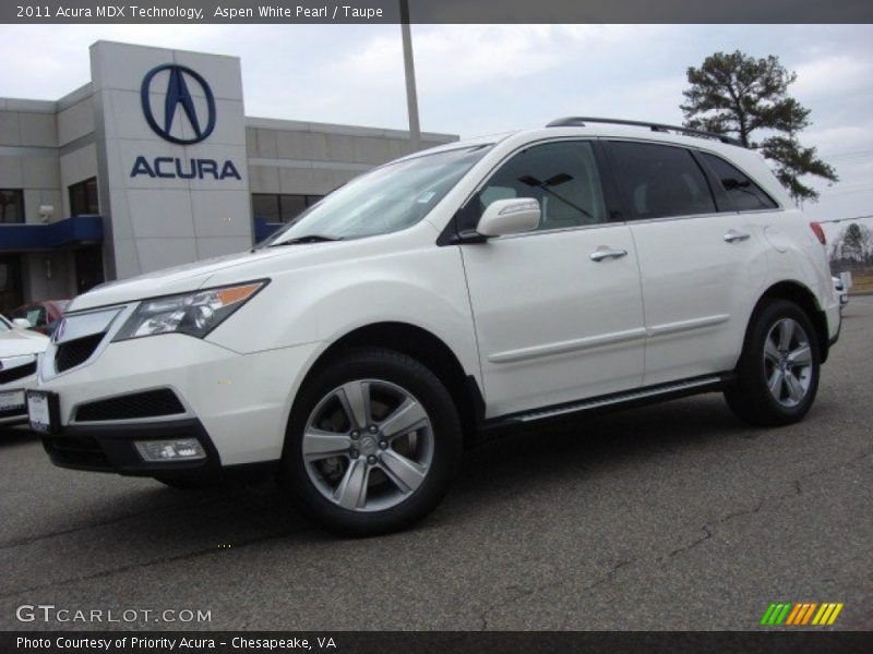Aspen White Pearl / Taupe 2011 Acura MDX Technology