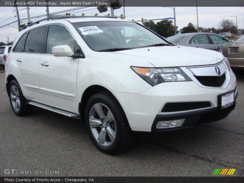 Aspen White Pearl / Taupe 2011 Acura MDX Technology