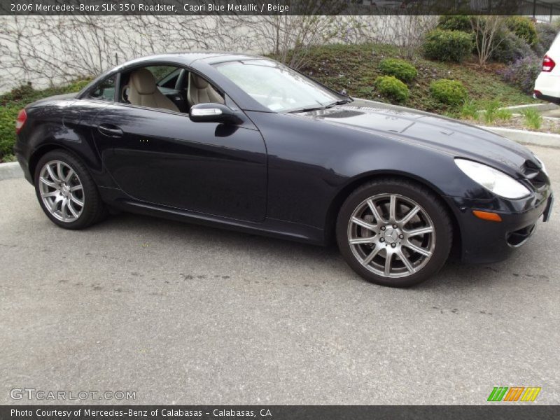 Capri Blue Metallic / Beige 2006 Mercedes-Benz SLK 350 Roadster