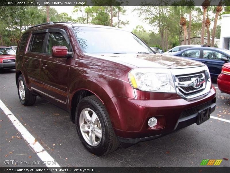 Dark Cherry Pearl / Beige 2009 Honda Pilot EX