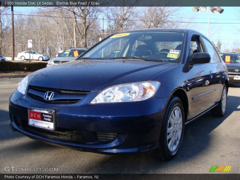 Eternal Blue Pearl / Gray 2005 Honda Civic LX Sedan