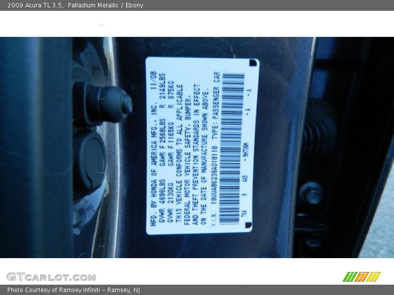 Palladium Metallic / Ebony 2009 Acura TL 3.5