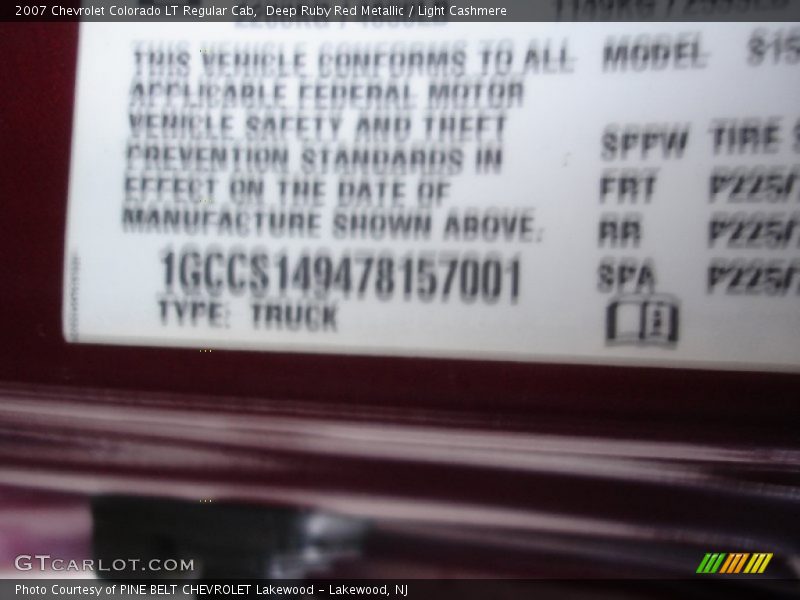 Deep Ruby Red Metallic / Light Cashmere 2007 Chevrolet Colorado LT Regular Cab