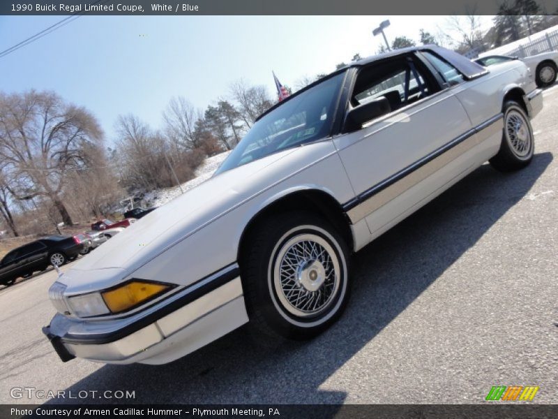 White / Blue 1990 Buick Regal Limited Coupe