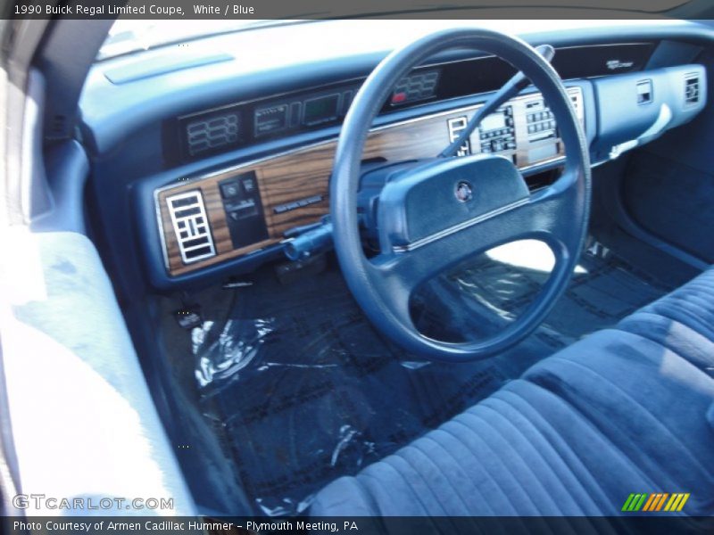 White / Blue 1990 Buick Regal Limited Coupe