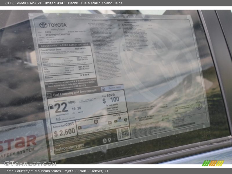 Pacific Blue Metallic / Sand Beige 2012 Toyota RAV4 V6 Limited 4WD