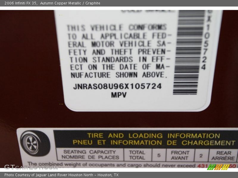 Autumn Copper Metallic / Graphite 2006 Infiniti FX 35