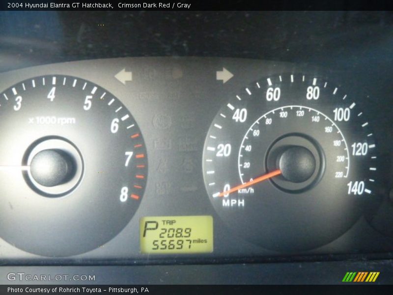 Crimson Dark Red / Gray 2004 Hyundai Elantra GT Hatchback