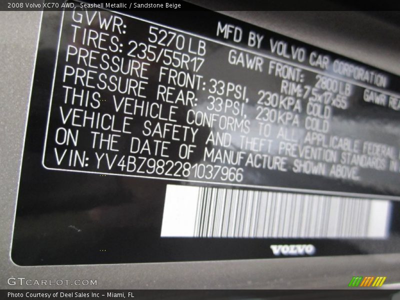 Seashell Metallic / Sandstone Beige 2008 Volvo XC70 AWD
