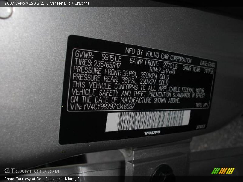Silver Metallic / Graphite 2007 Volvo XC90 3.2