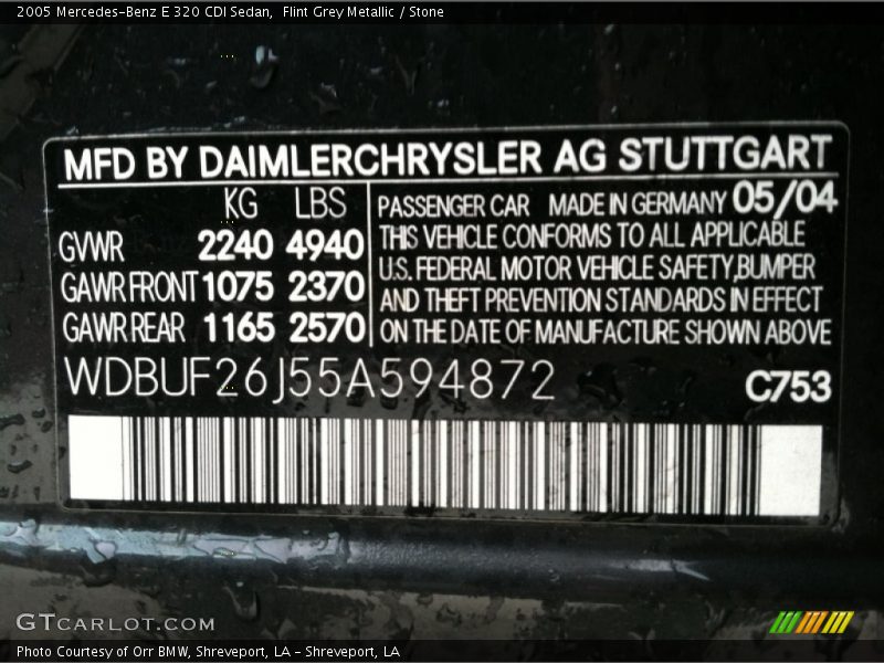 Flint Grey Metallic / Stone 2005 Mercedes-Benz E 320 CDI Sedan