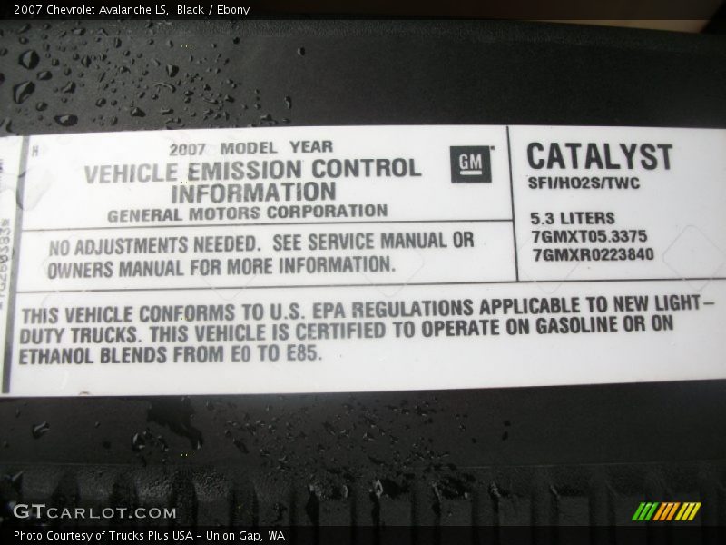 Black / Ebony 2007 Chevrolet Avalanche LS