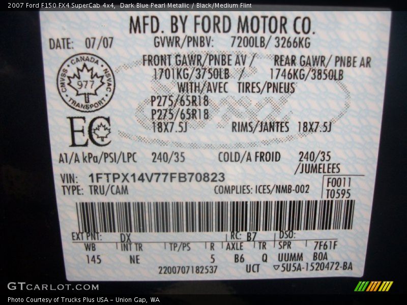 Dark Blue Pearl Metallic / Black/Medium Flint 2007 Ford F150 FX4 SuperCab 4x4