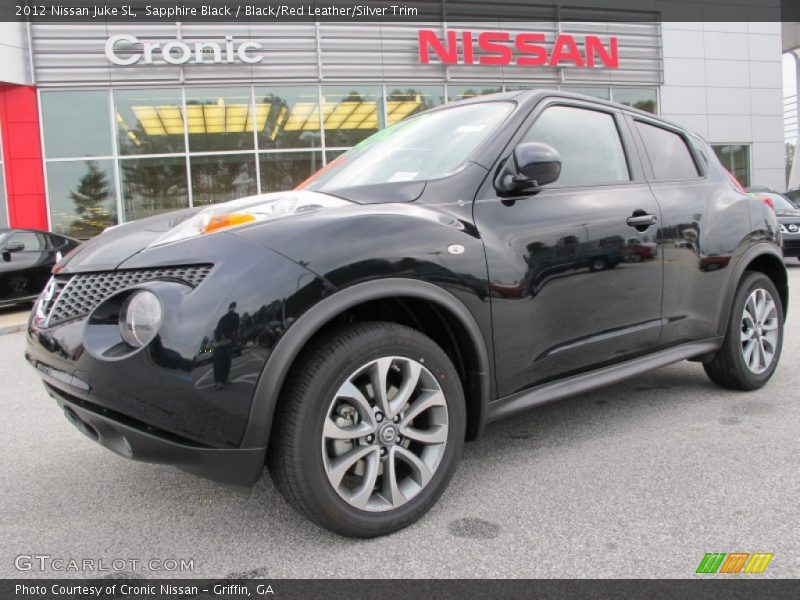 Sapphire Black / Black/Red Leather/Silver Trim 2012 Nissan Juke SL