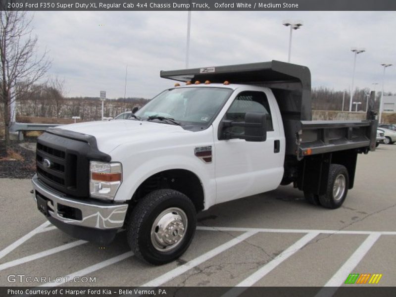 Oxford White / Medium Stone 2009 Ford F350 Super Duty XL Regular Cab 4x4 Chassis Dump Truck