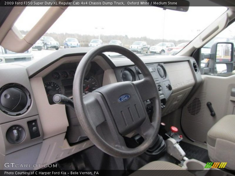 Oxford White / Medium Stone 2009 Ford F350 Super Duty XL Regular Cab 4x4 Chassis Dump Truck