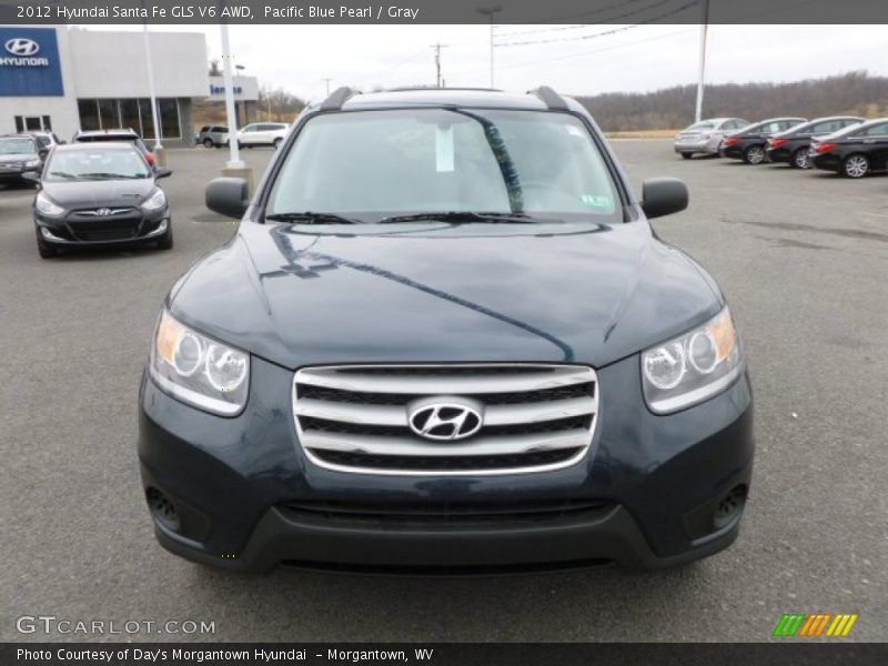 Pacific Blue Pearl / Gray 2012 Hyundai Santa Fe GLS V6 AWD