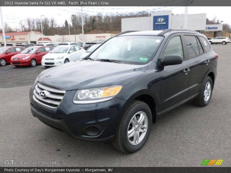 Pacific Blue Pearl / Gray 2012 Hyundai Santa Fe GLS V6 AWD