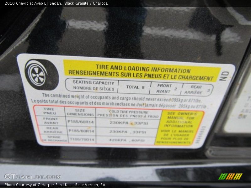Black Granite / Charcoal 2010 Chevrolet Aveo LT Sedan
