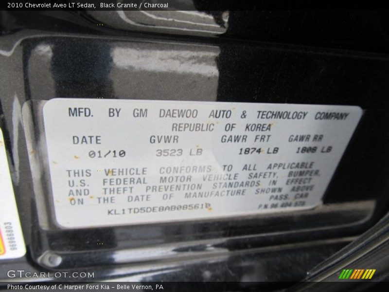 Black Granite / Charcoal 2010 Chevrolet Aveo LT Sedan
