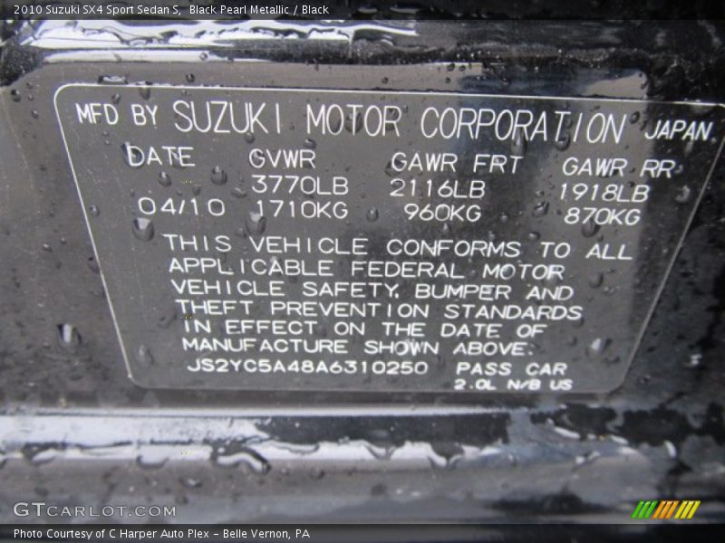 Black Pearl Metallic / Black 2010 Suzuki SX4 Sport Sedan S