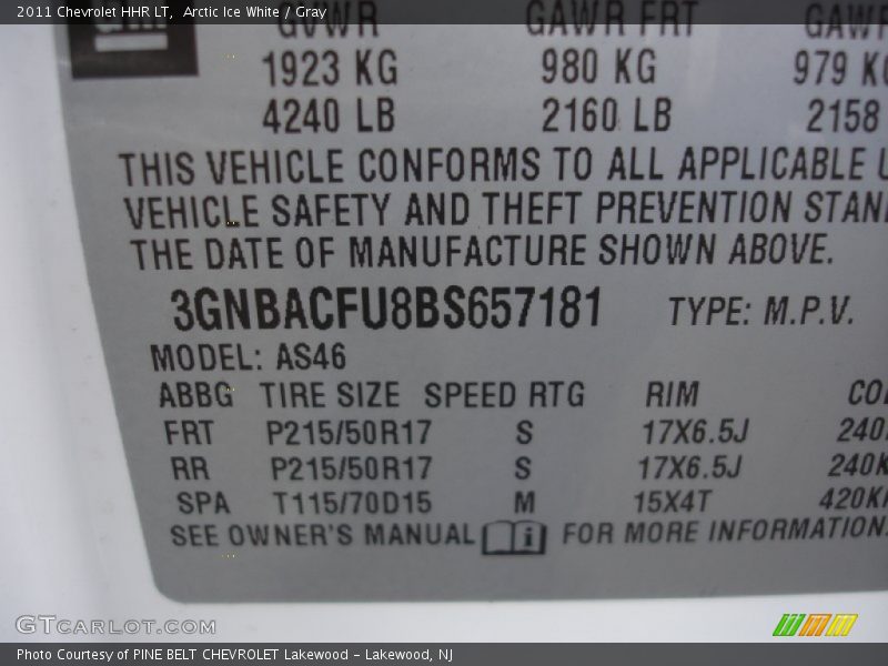 Arctic Ice White / Gray 2011 Chevrolet HHR LT