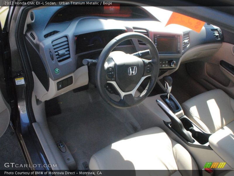 Urban Titanium Metallic / Beige 2012 Honda Civic EX-L Sedan