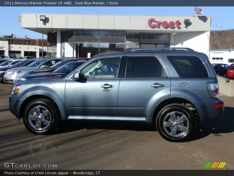 Steel Blue Metallic / Stone 2011 Mercury Mariner Premier V6 AWD