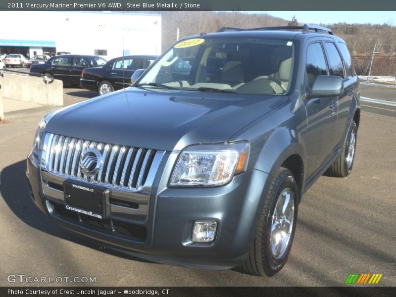 Steel Blue Metallic / Stone 2011 Mercury Mariner Premier V6 AWD