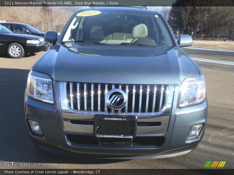 Steel Blue Metallic / Stone 2011 Mercury Mariner Premier V6 AWD