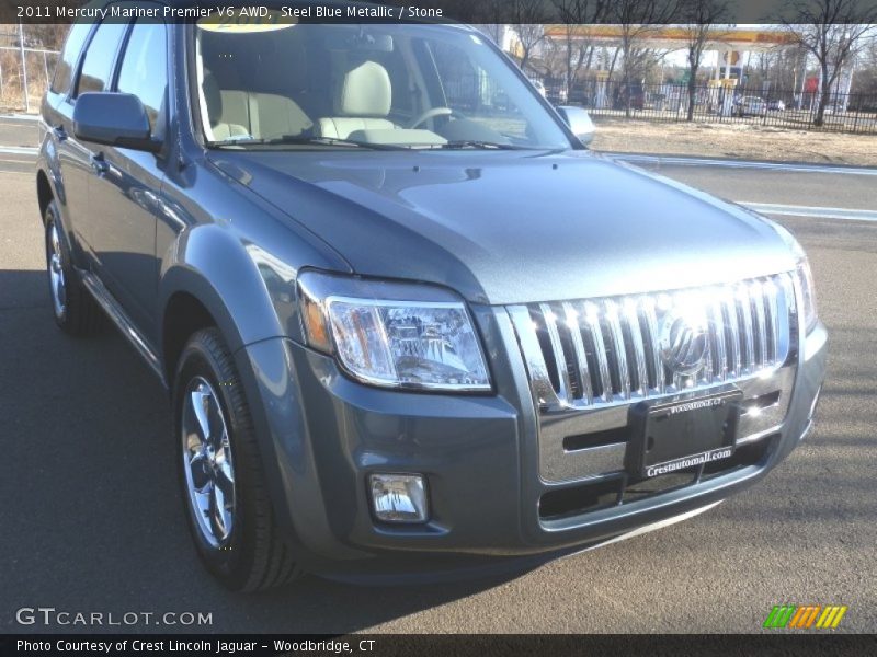 Steel Blue Metallic / Stone 2011 Mercury Mariner Premier V6 AWD