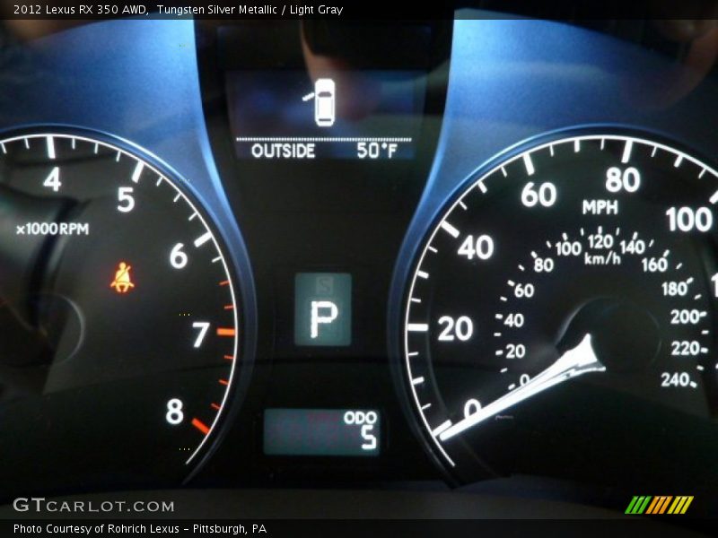 Tungsten Silver Metallic / Light Gray 2012 Lexus RX 350 AWD