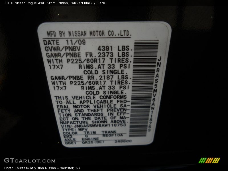 KH3 - 2010 Nissan Rogue AWD Krom Edition