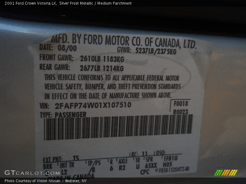 Silver Frost Metallic / Medium Parchment 2001 Ford Crown Victoria LX