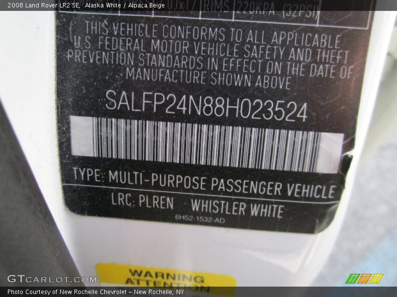 Alaska White / Alpaca Beige 2008 Land Rover LR2 SE