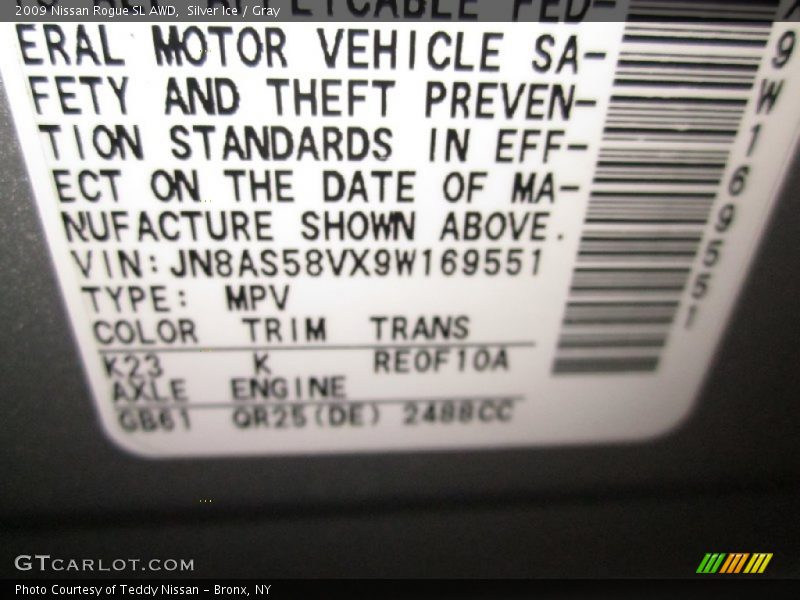 Silver Ice / Gray 2009 Nissan Rogue SL AWD