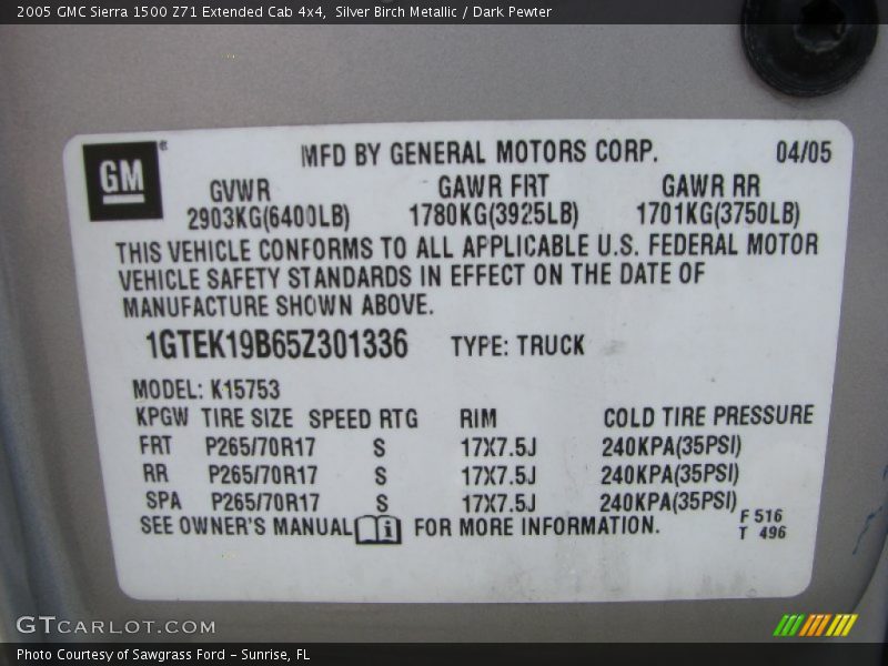 Silver Birch Metallic / Dark Pewter 2005 GMC Sierra 1500 Z71 Extended Cab 4x4