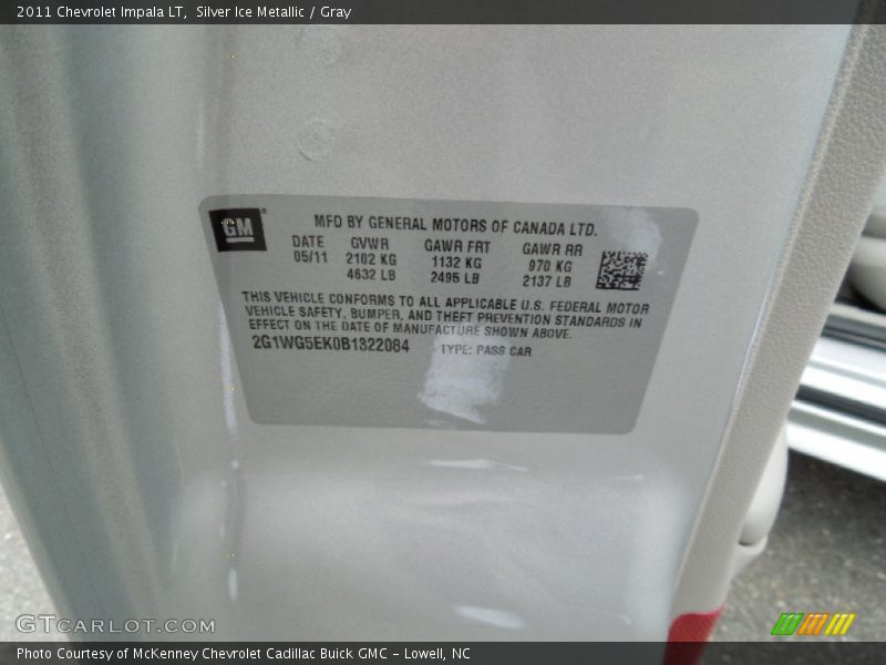 Silver Ice Metallic / Gray 2011 Chevrolet Impala LT