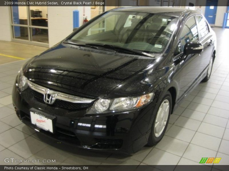 Crystal Black Pearl / Beige 2009 Honda Civic Hybrid Sedan