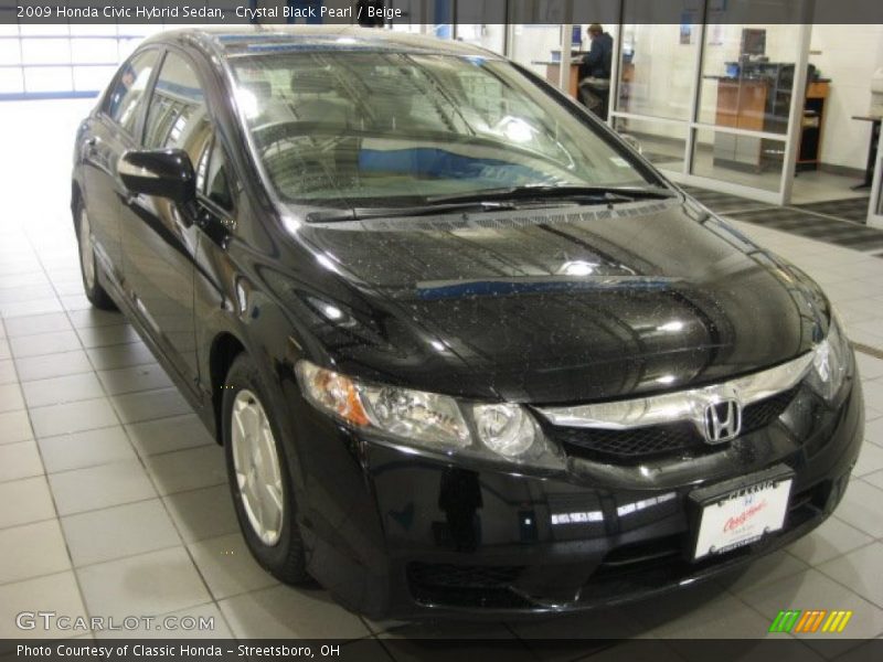 Crystal Black Pearl / Beige 2009 Honda Civic Hybrid Sedan