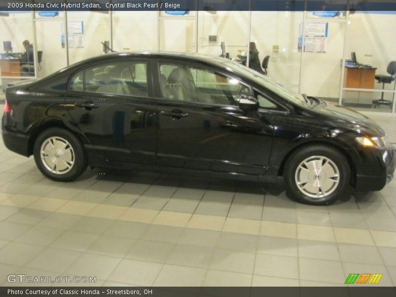 Crystal Black Pearl / Beige 2009 Honda Civic Hybrid Sedan