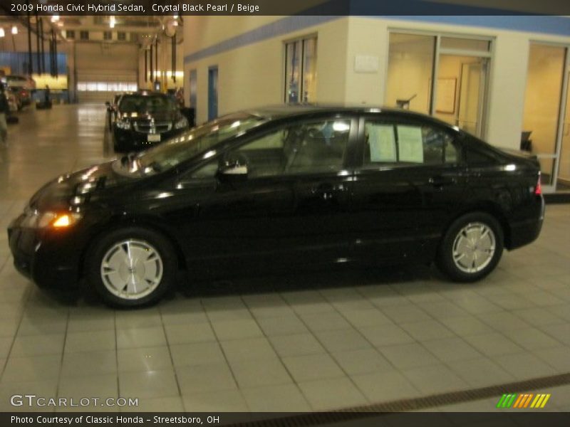 Crystal Black Pearl / Beige 2009 Honda Civic Hybrid Sedan