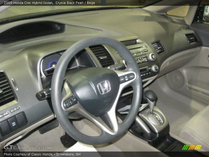Crystal Black Pearl / Beige 2009 Honda Civic Hybrid Sedan