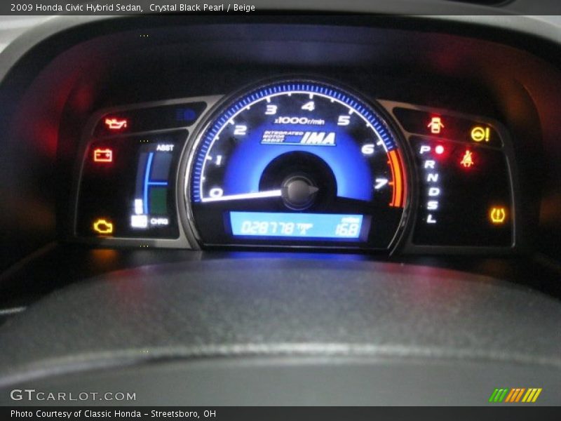 Crystal Black Pearl / Beige 2009 Honda Civic Hybrid Sedan