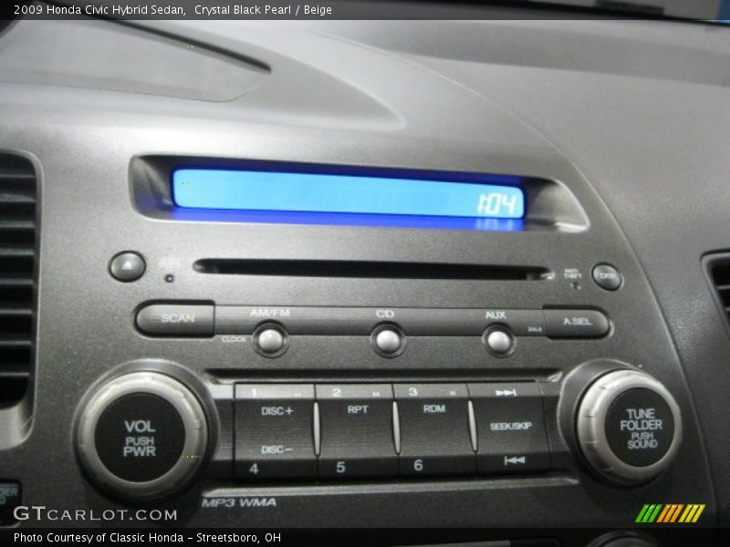 Crystal Black Pearl / Beige 2009 Honda Civic Hybrid Sedan