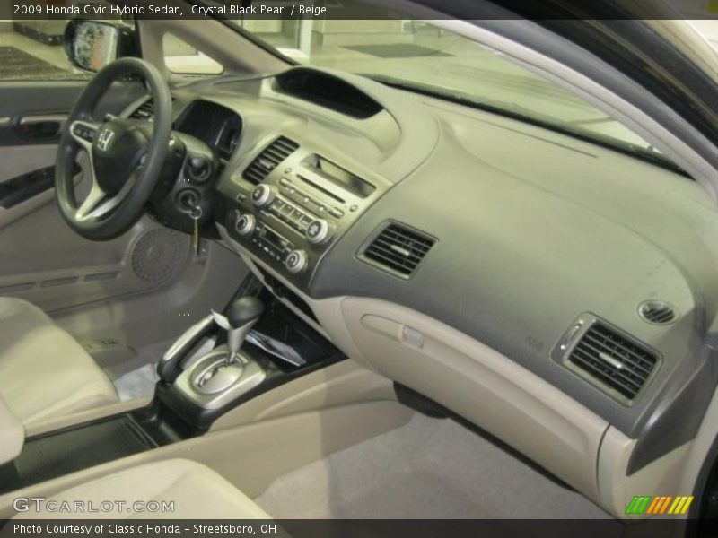 Crystal Black Pearl / Beige 2009 Honda Civic Hybrid Sedan